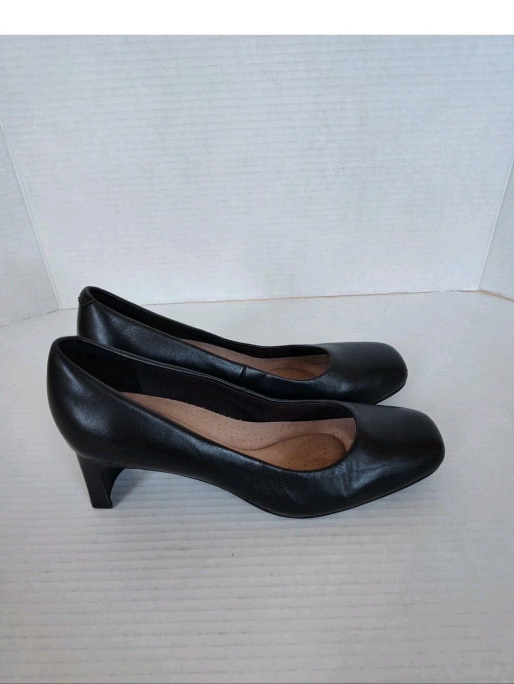 Clark's Collection Womens Kyndall Iris Leather Mid Heel Comfort Pumps Black 7.5